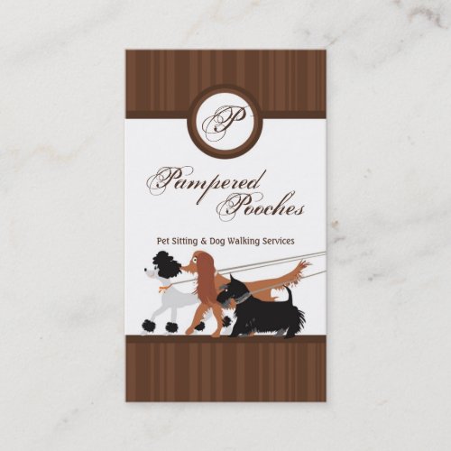 Brown Pet Sitting Dog Walking Walker Business Card