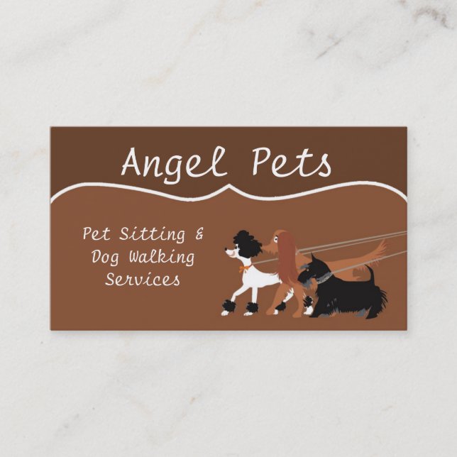 Brown Pet Sitting Dog Walking Walker Business Card (Front)