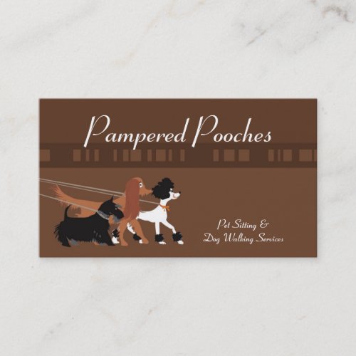 Brown Pet Sitting Dog Walking Walker Business Card