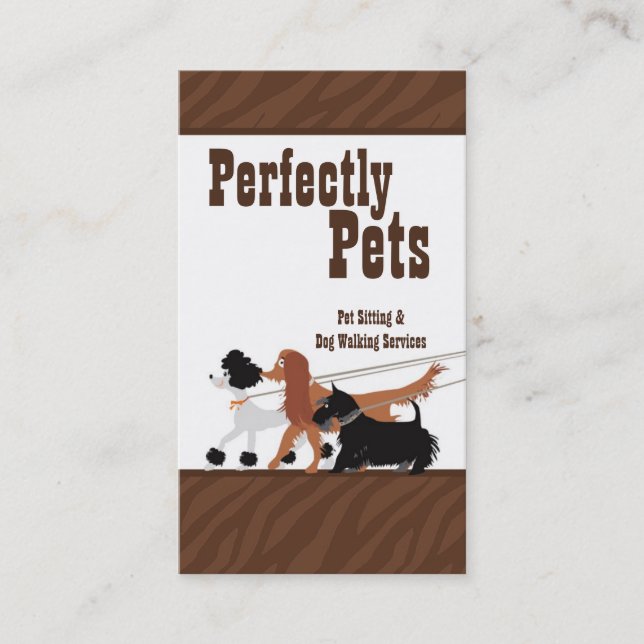 Brown Pet Sitting Dog Walking Walker Business Card (Front)