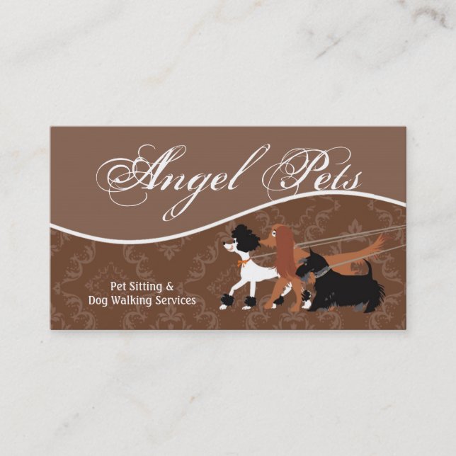 Brown Pet Sitting Dog Walking Walker Business Card (Front)