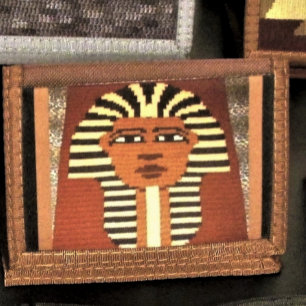 Brown Pharaoh King Tut Artisan Crochet Print Tri-fold Wallet