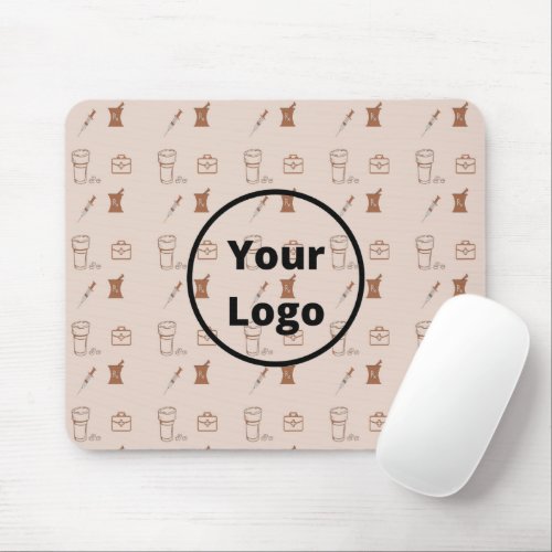 Brown pharmacy business pattern mouse pad