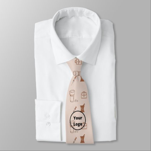 Brown pharmacy business pattern neck tie