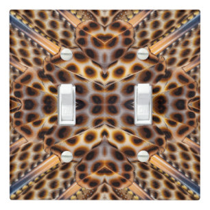 Brown pheasant feather kaleidoscope light switch cover