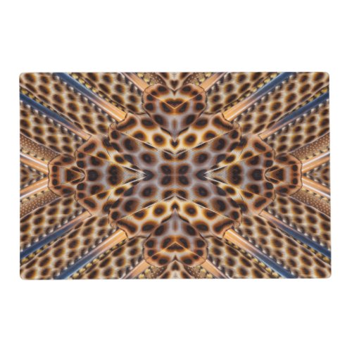 Brown pheasant feather kaleidoscope placemat