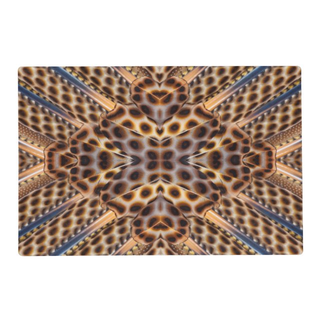 Brown pheasant feather kaleidoscope placemat (Front)