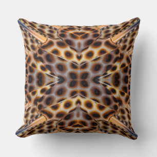 Brown pheasant feather kaleidoscope throw pillow
