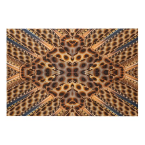 Brown pheasant feather kaleidoscope wood wall decor