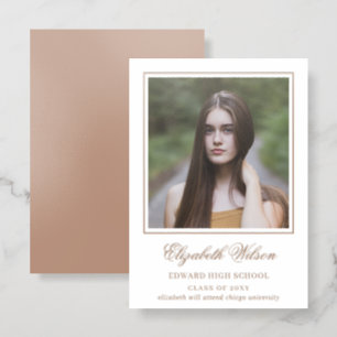 Brown Photo Graduation Announcement Letterpress