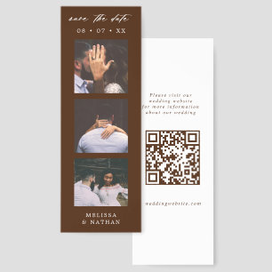 Brown Photobooth Strip QR Wedding Save the Date Bookmarks