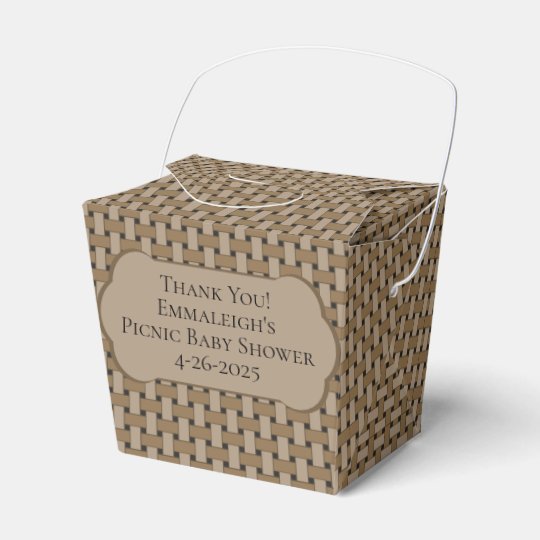 Brown Picnic Baby Shower Basket Thank You Favor Box Zazzle