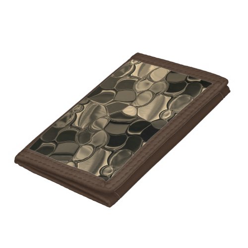 Brown pieces circles and rounded off shapes trifold wallet