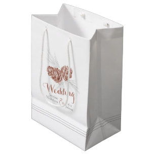 Brown pine cone drawing wedding favor gift bag