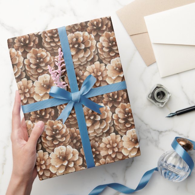 Brown Pine Cones Birthday Wrapping Paper (Gifting)