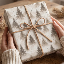 Brown Pine Tree Mini Toss Christmas Wrapping Paper