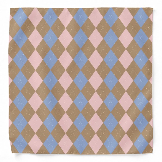 Brown Pink Blue Argyle Bandana (Front)