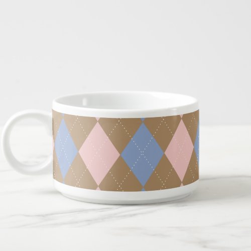 Brown Pink Blue Argyle Bowl