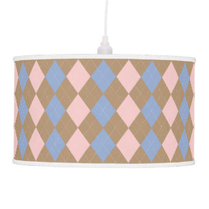 Brown Pink Blue Argyle Ceiling Lamp