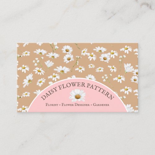 Brown Pink Chic Daisy Flower Baby Sitter Business Card