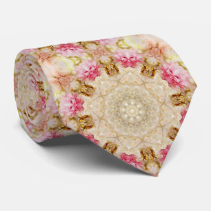 Brown, Pink, Ecru Mandala Pattern Tie