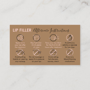 Brown Pink Lip Filler Aftercare Instructions Business Card
