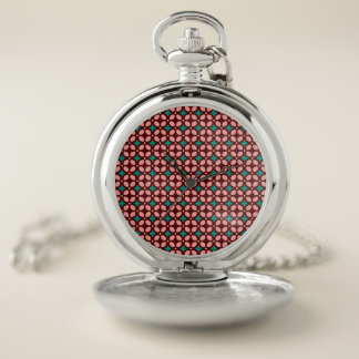 Brown Pink Pattern Pocket Watch
