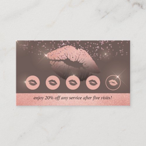 Brown pink punches makeup loyalty lips business card