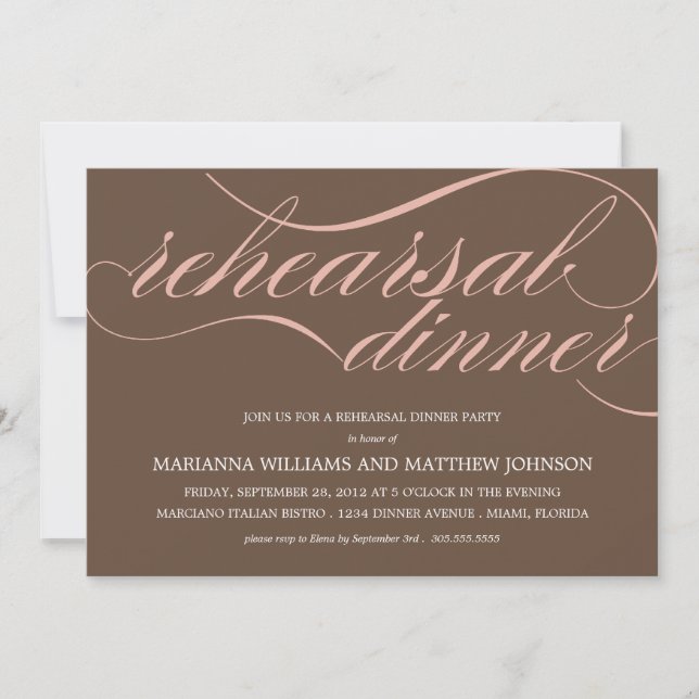 BROWN & PINK REHEARSAL | PARTY INVITATION (Front)