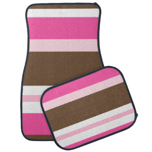 Brown & Pink Stripe Floor Car Mats