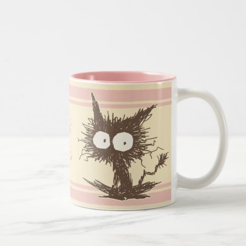 Brown Pink Unkempt Kitten GabiGabi Two_Tone Coffee Mug