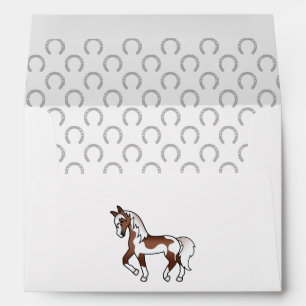Brown Pinto Cartoon Trotting Horse Illustration Envelope