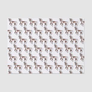 Brown Pinto Cartoon Trotting Horse Pattern Tissue Paper