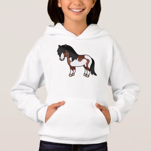 Brown Pinto Shetland Pony Cartoon Illustration Hoodie