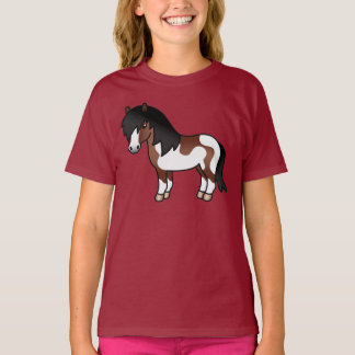 Brown Pinto Shetland Pony Cartoon Illustration T-Shirt