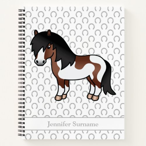 Brown Pinto Shetland Pony Cartoon Pony  Text Notebook