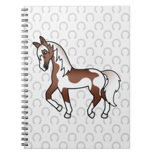 Brown Pinto Trotting Cartoon Horse Notebook
