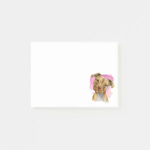 Brown Pit Bull Dog Watercolor Painting Post_it Notes