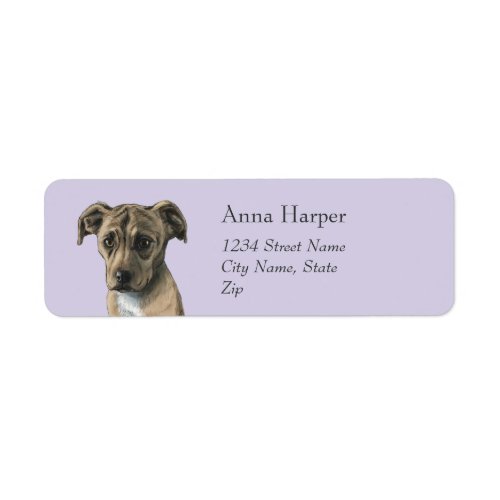 Brown Pit Bull Puppy Drawing Label