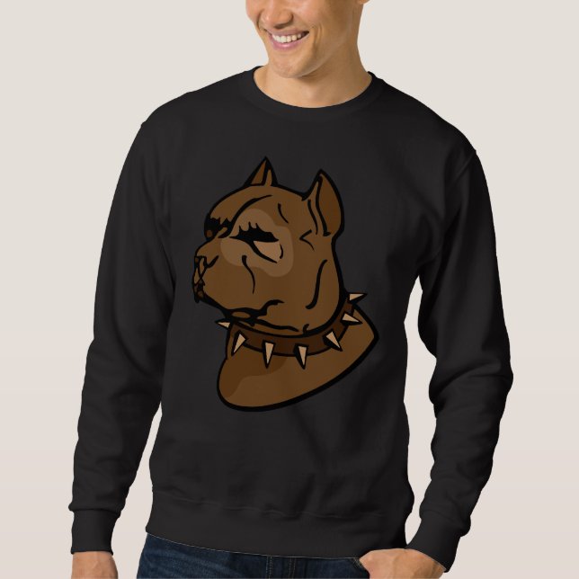 Brown Pitbull Dog With Collar Sweatshirt (Front)