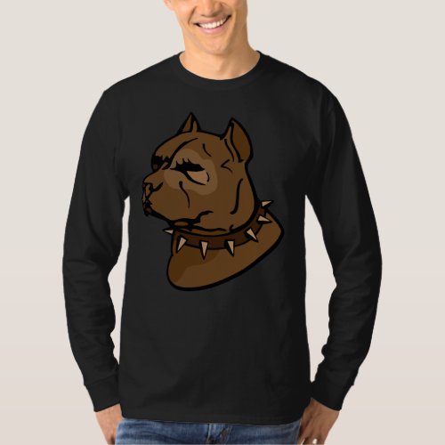 Brown Pitbull Dog With Collar T_Shirt