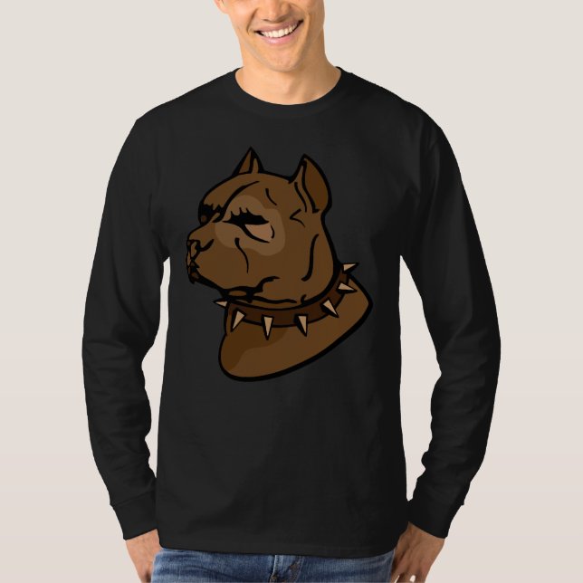 Brown Pitbull Dog With Collar T-Shirt (Front)