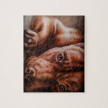 Brown Pitbull Face Drawing Of Pet Portrait Dog Jigsaw Puzzle at Zazzle