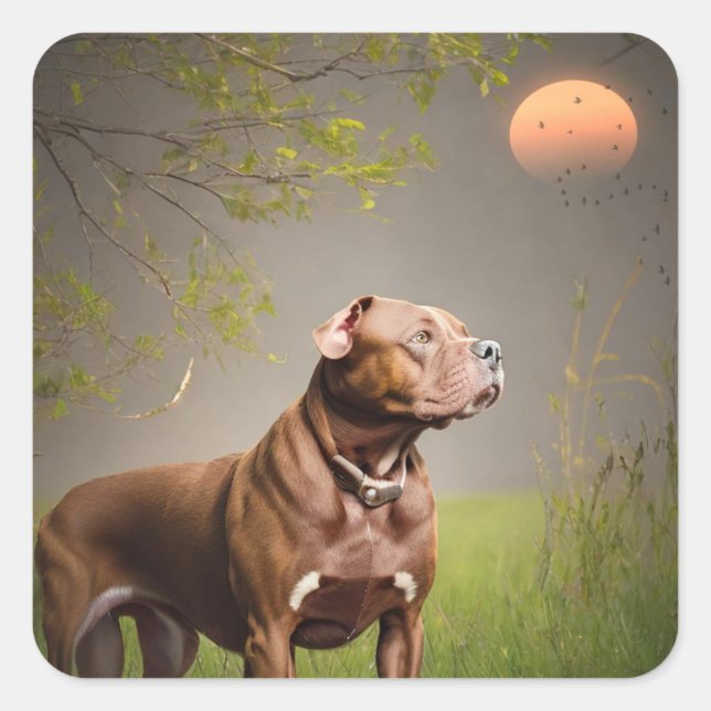 Brown Pitbull  Square Sticker (Front)
