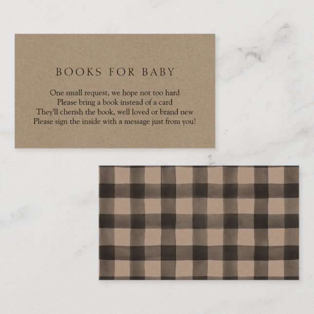 Brown Plaid Books for Baby Enclosure Card (Front/Back)