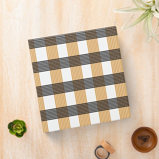 Brown Plaid Check Pattern 3 Ring Binder (In Situ)