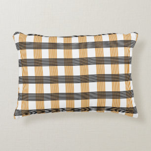 Brown Plaid Check Pattern Accent Pillow