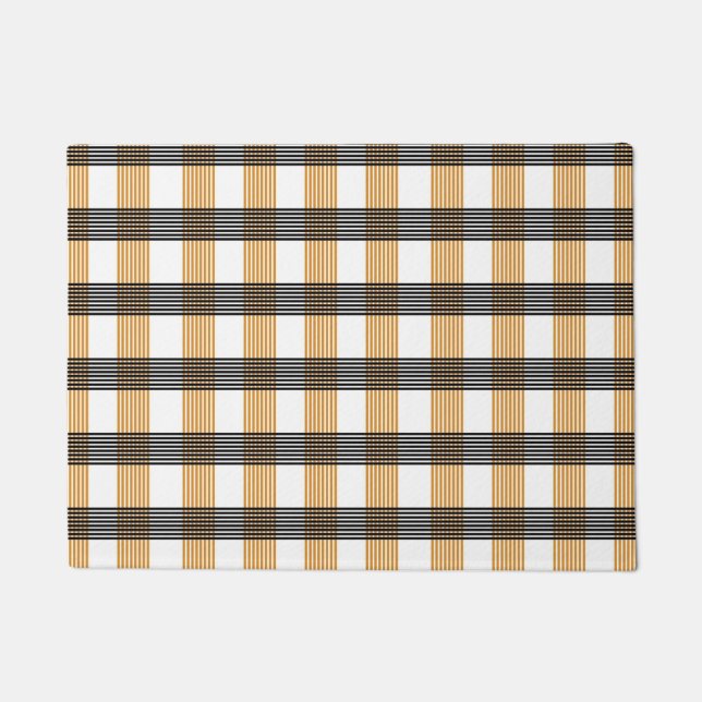 Brown Plaid Check Pattern Doormat (Front)