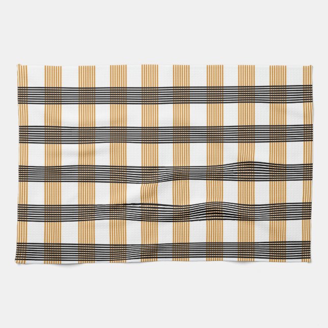 Brown Plaid Check Pattern Kitchen Towel (Horizontal)