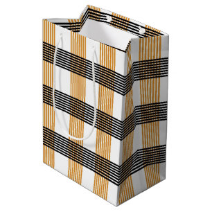 Brown Plaid Check Pattern Medium Gift Bag